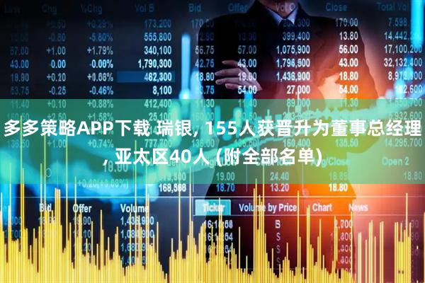 多多策略APP下载 瑞银, 155人获晋升为董事总经理, 亚太区40人 (附全部名单)